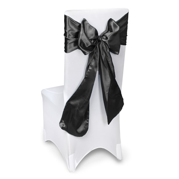 Black Satin Chair Sashes Event Planners Surrey