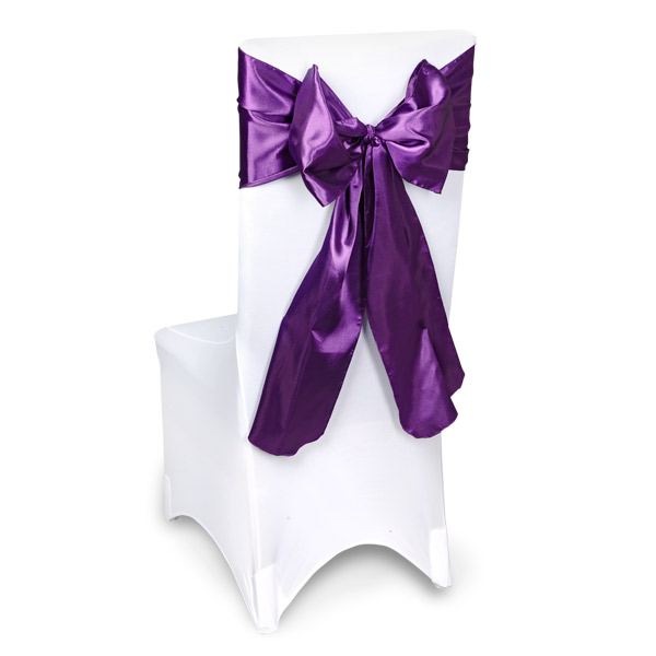 Plum Satin Chair Sashes Event Planners Surrey