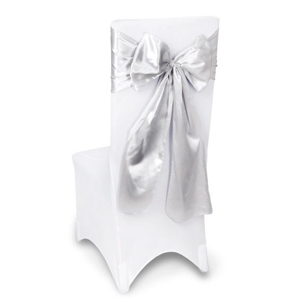 Silver Satin Chair Sashes Event Planners Surrey