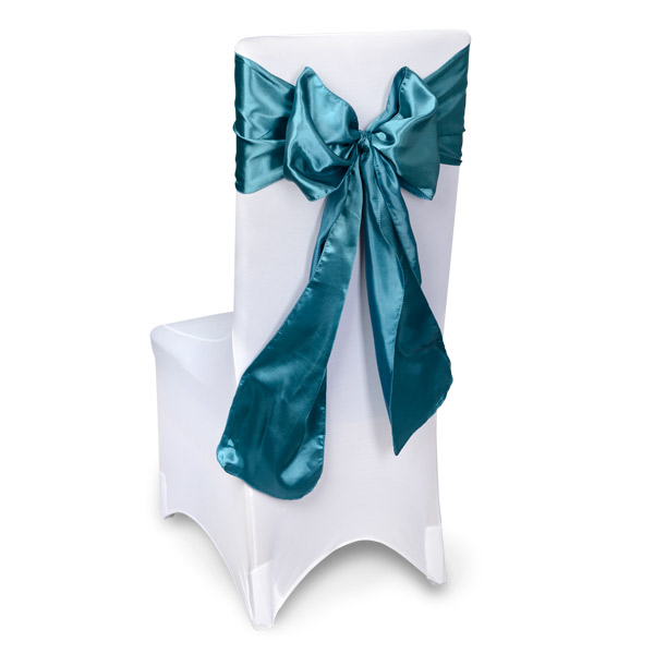 Teal Satin Chair Sashes Event Planners Surrey