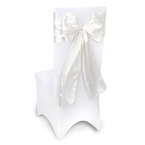 White Satin Chair Sashes Event Planners Surrey