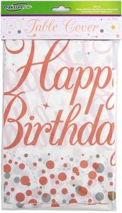 HAPPY BIRTHDAY SPARKLING FIZZ ROSE GOLD TABLECOVER