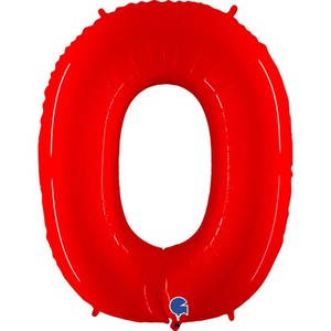 Red Neon 40" Number 0 Balloon