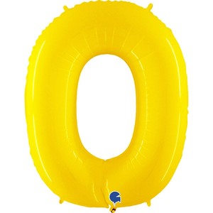 Yellow Neon 40" Number 0 Balloon