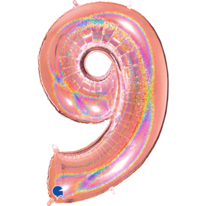 Rose Gold Glittery 40" Number 9 Balloon
