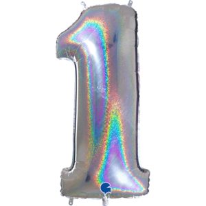 Silver Glittery 40" number 1 balloon