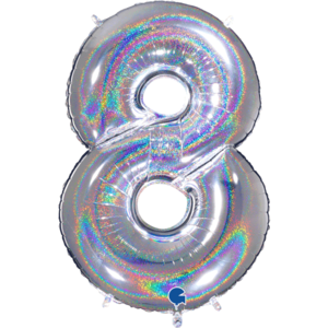 Silver Glittery 40" number 8 balloon