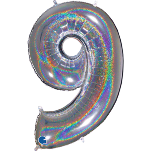 Silver Glittery 40" number 9 balloon
