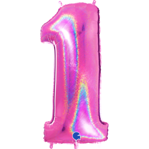 Pink Glittery 40" Number 1 Balloon