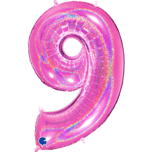 Pink Glittery 40" Number 9 Balloon
