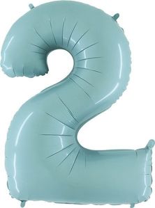 40IN PASTEL BLUE NUMBER 2 FOIL BALLOON