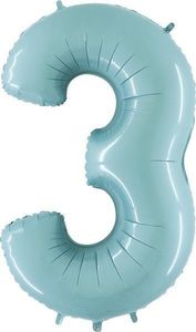 40IN PASTEL BLUE NUMBER 3 FOIL BALLOON