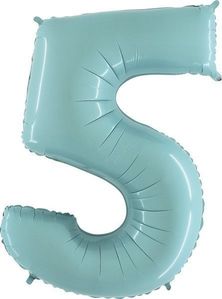 40IN PASTEL BLUE NUMBER 5 FOIL BALLOON