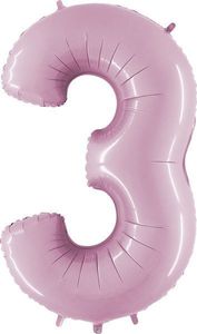 40IN PASTEL PINK NUMBER 3 FOIL BALLOON