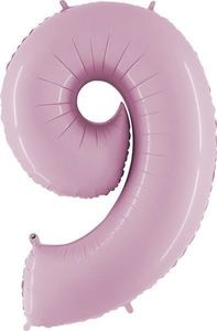 40IN PASTEL PINK NUMBER 9 FOIL BALLOON