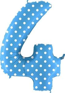 40IN BLUE WITH WHITE SPOTS NUMBER 4 FOIL BALLOON