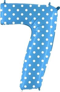 40IN BLUE WITH WHITE SPOTS NUMBER 7 FOIL BALLOON