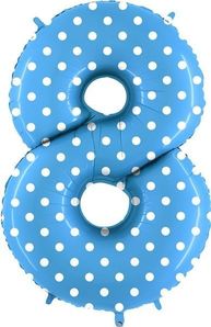 Blue with white spots 40 inch Foil Numbers